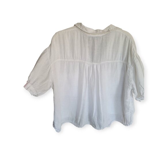 Zara Linen Blend Oversized Cropped Shirt M - Picture 2 of 7